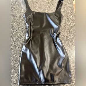 Miss Lola Black Faux Leather Mini Dress